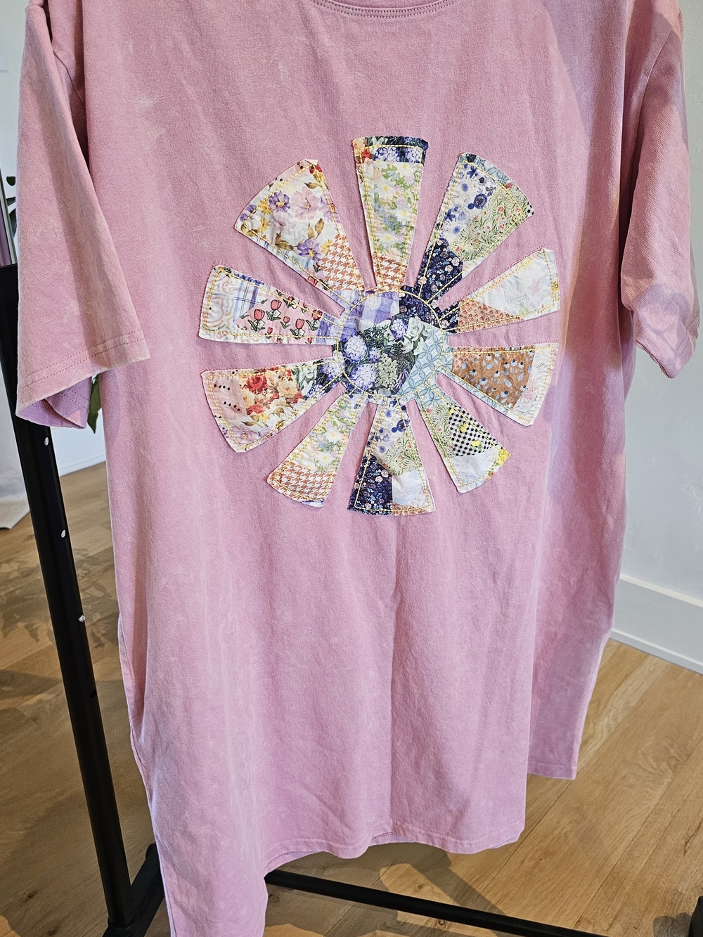 Pink Patchwork Sunburst Tshirt Dress